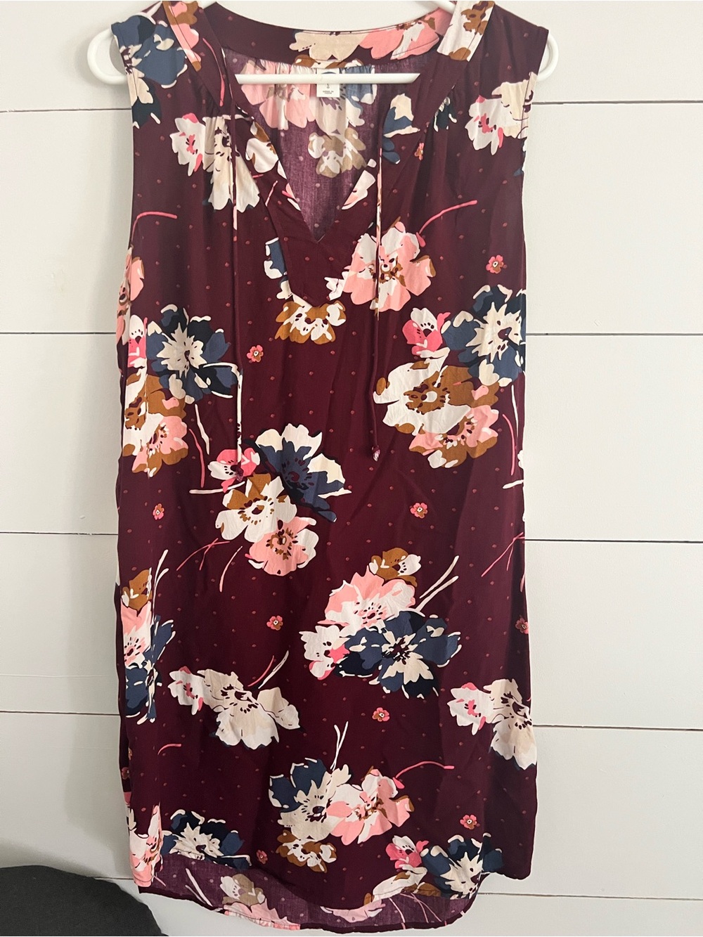 Old Navy Burgundy Floral Mini Skirt with Pink and Navy Accents